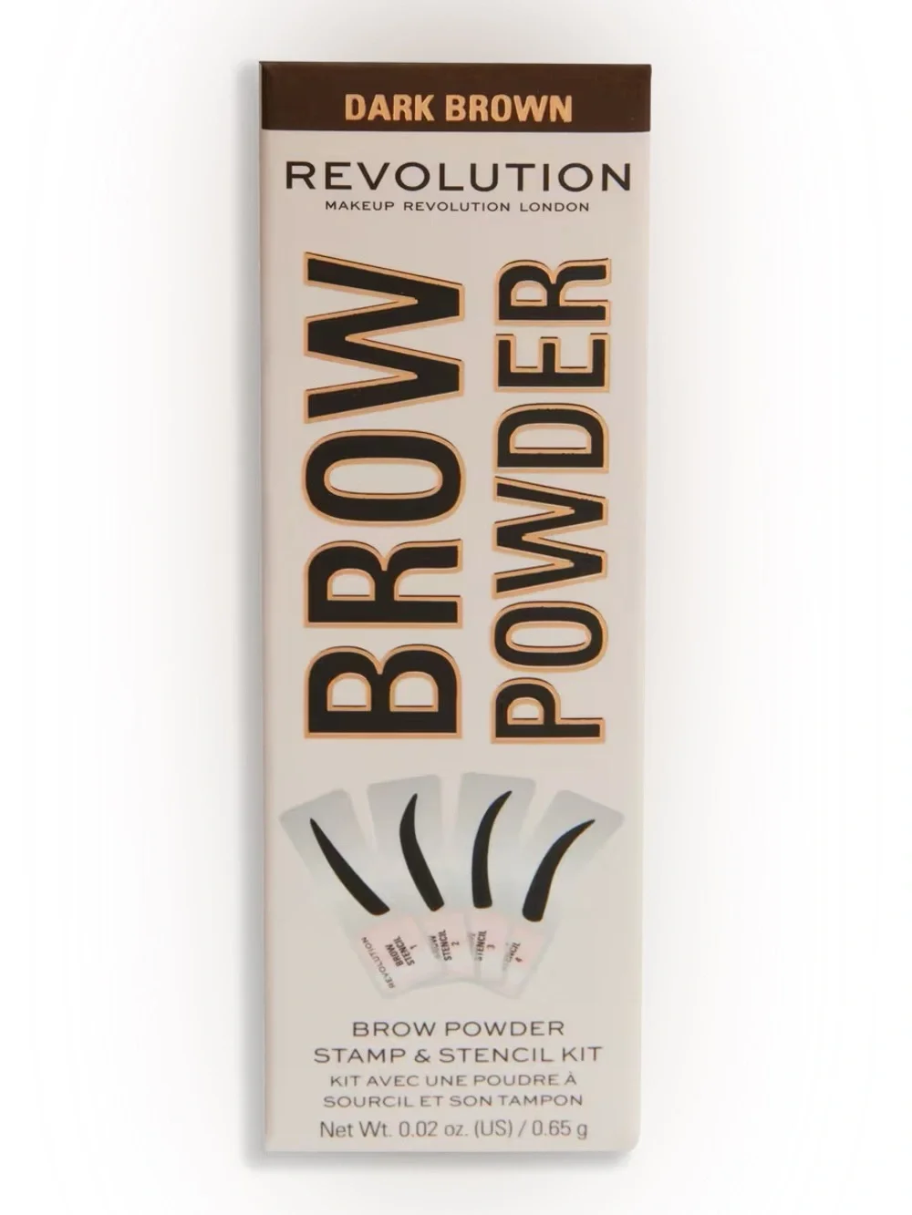 Revolution Beauty Brow Powder Stamp & Stencil Ki- Dark Brown, NEW